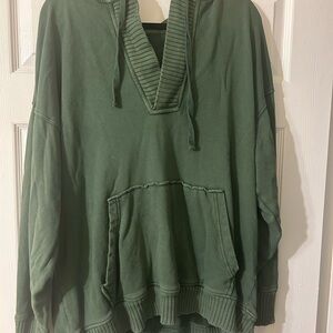 Aerie Green Hooded Oversized Sweatshirt